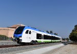 Stadler DMU Car # 3403 heading away from the W. Colton Avenue Grade Crossing 